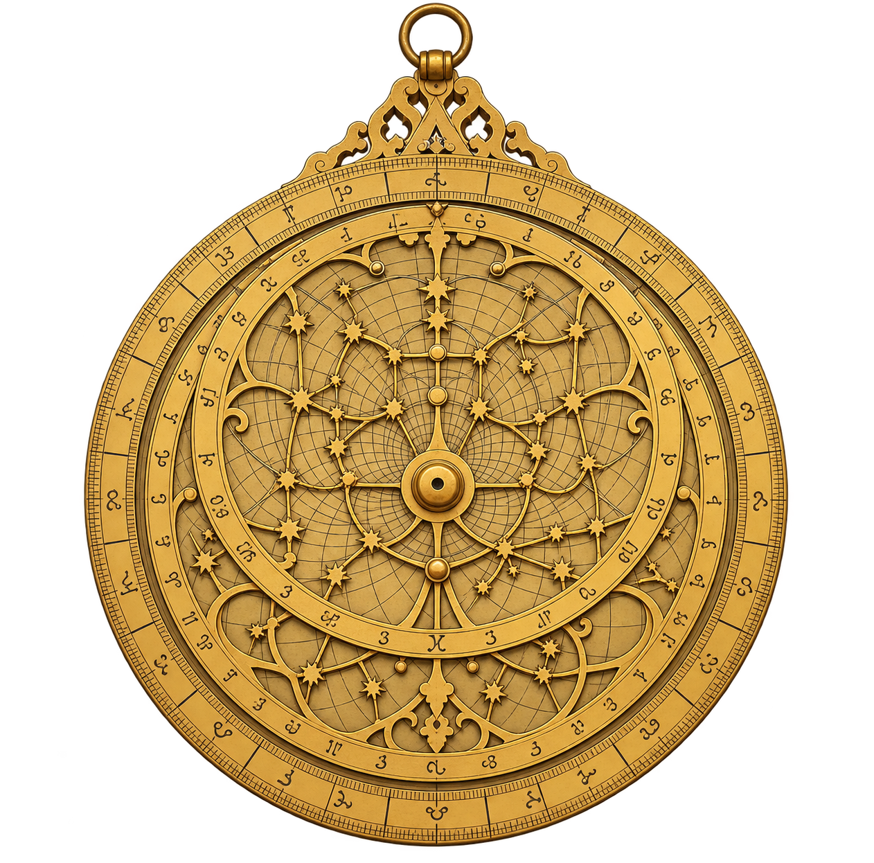 Brass astrolabe, used for the length comparison