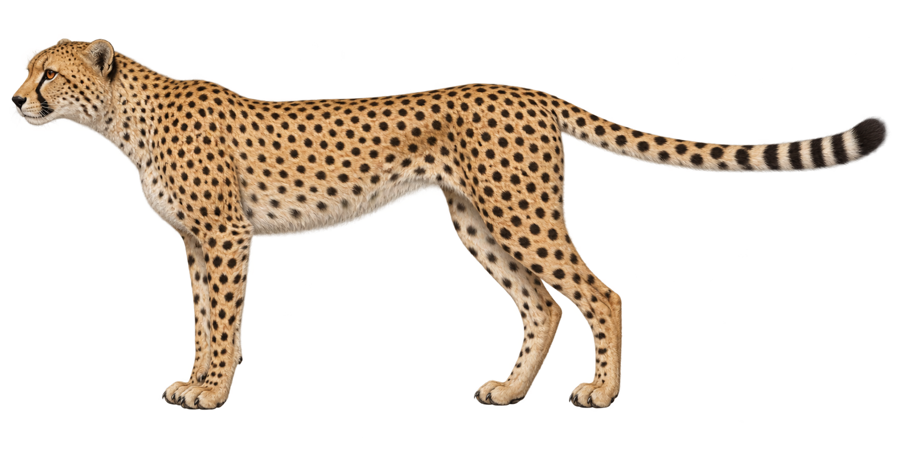 Gepard, porównanie: długość
